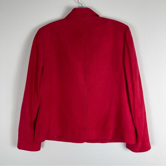 Alfred Dunner red faux suede lightweight office blazer 8P - Picture 5 of 5